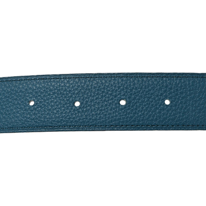 Hermes Box Togo 32mm Belt Strap 90 Chocolate Bleu Izmir 5 of 9