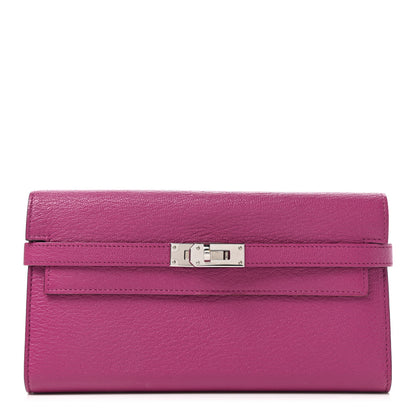 Hermes Chevre Mysore Kelly Longue Wallet Rose Pourpre 1 of 6