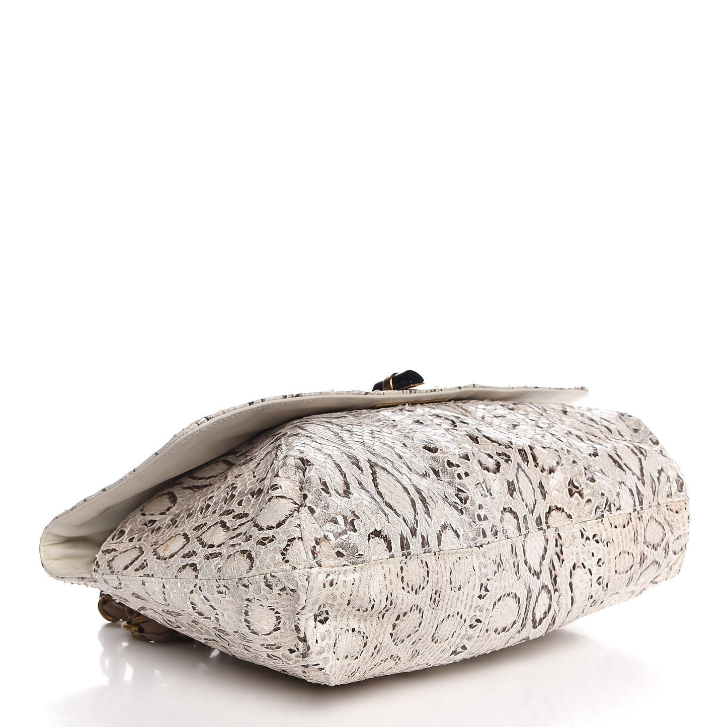 Snakeskin Medium Happy Shoulder Bag White