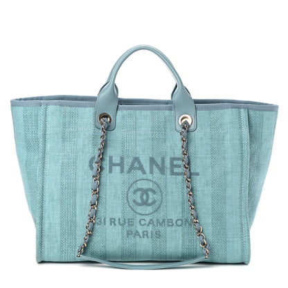 Chanel Mixed Fibers Striped Medium Deauville Tote Blue 1 of 11