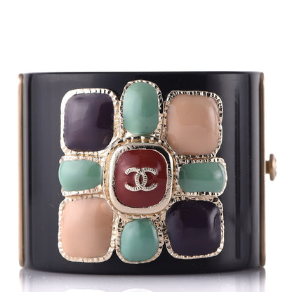 Chanel Resin Enamel CC Cabochon Cuff Black 1 of 5