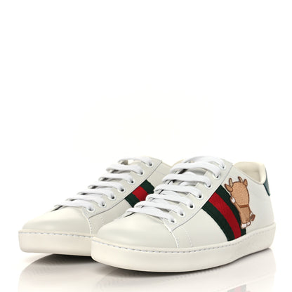Gucci X DORAEMON Calfskin Fujiko Embroidered Womens Ace Sneakers 37.5 White Green 2 of 8