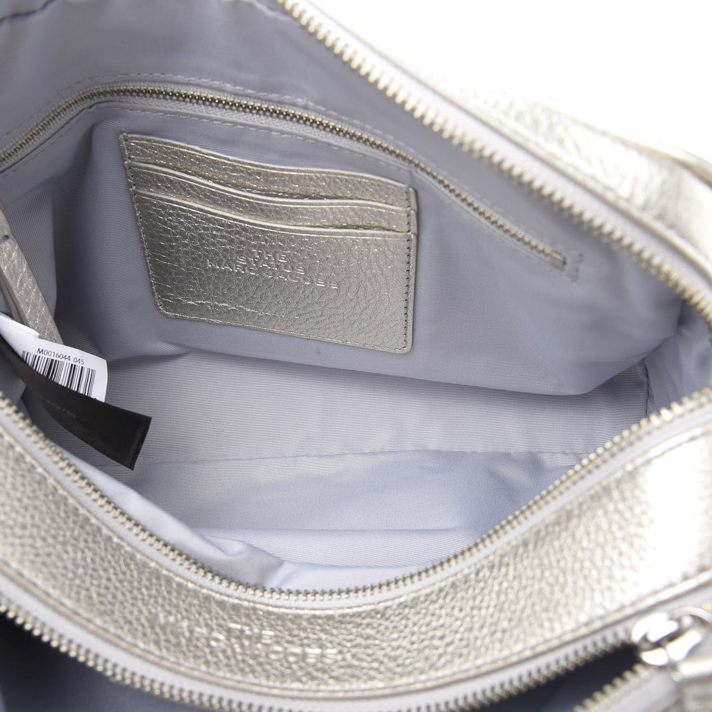 Metallic Grained Calfskin Quilted Double Stitched The Status Shoulder Bag Silver