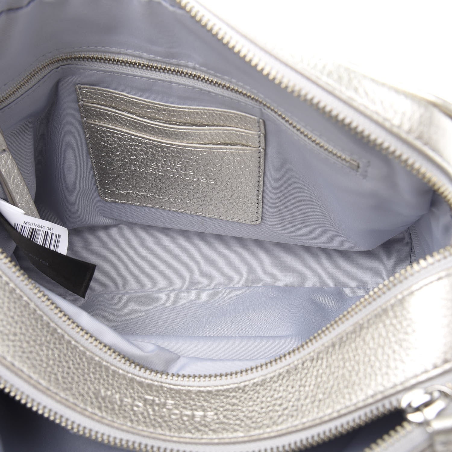Marc Jacobs Metallic Grained Calfskin Quilted Double Stitched The Status Shoulder Bag Silver 5 of 15