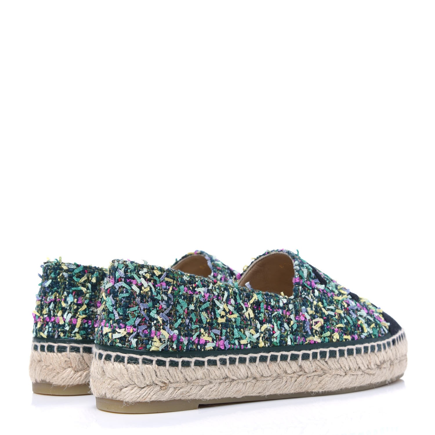 Chanel Tweed CC Espadrilles 36 Turquoise Multicolor 4 of 8
