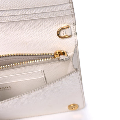 Prada Saffiano Shine Monochrome Mini Flap Crossbody Wristlet Bag Bianco 15 of 20
