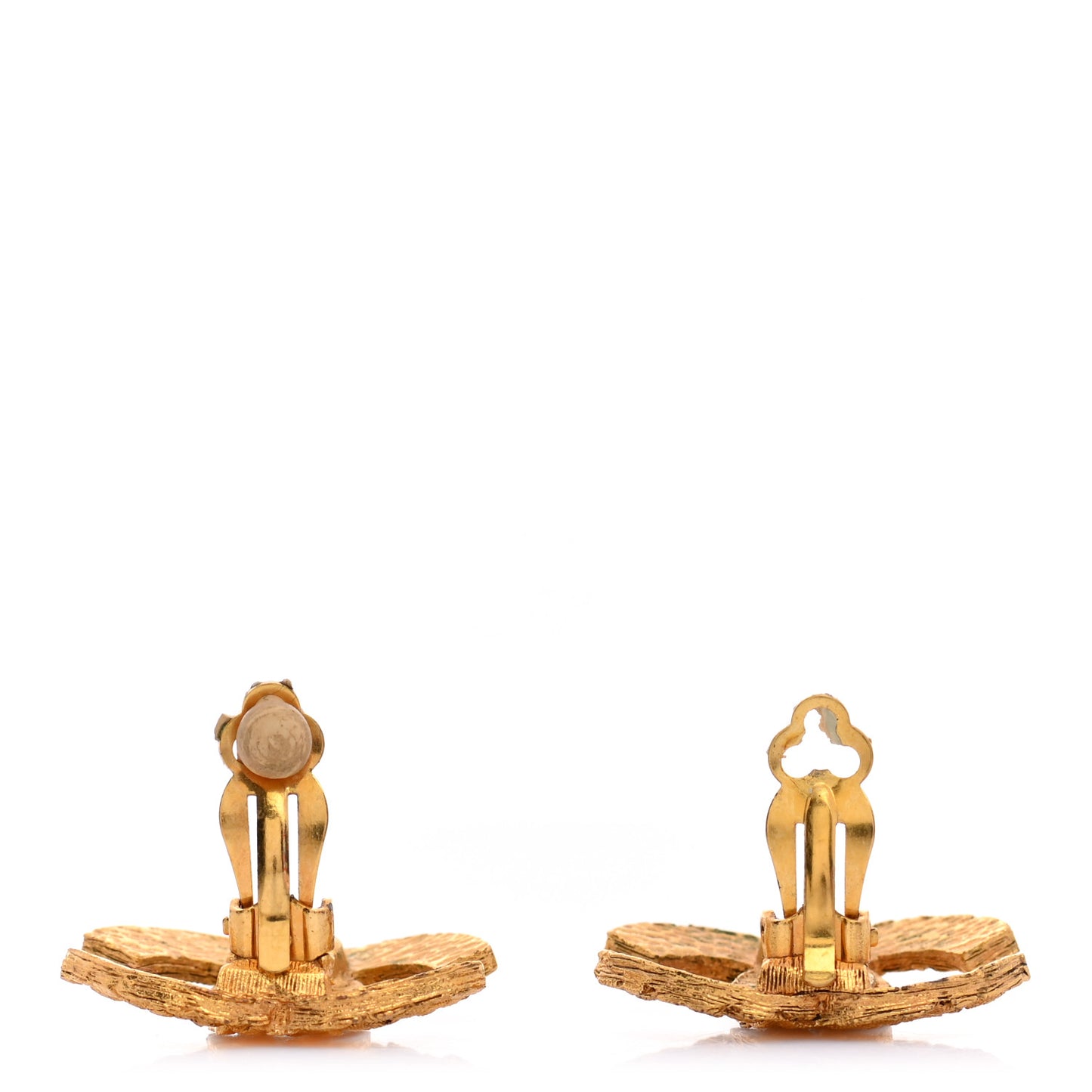Quilted CC Clip On Earrings Gold