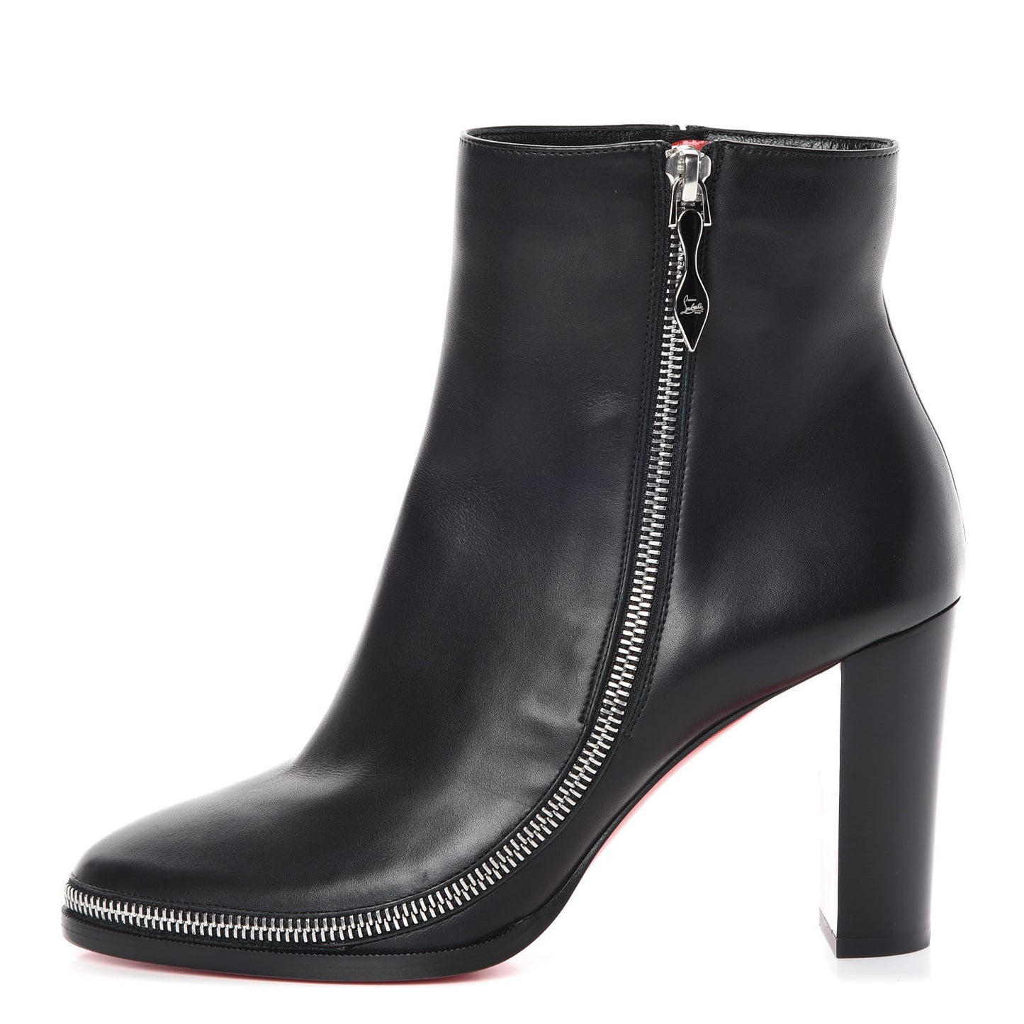 Calfskin Telezip 85 Ankle Bootie 39 Black