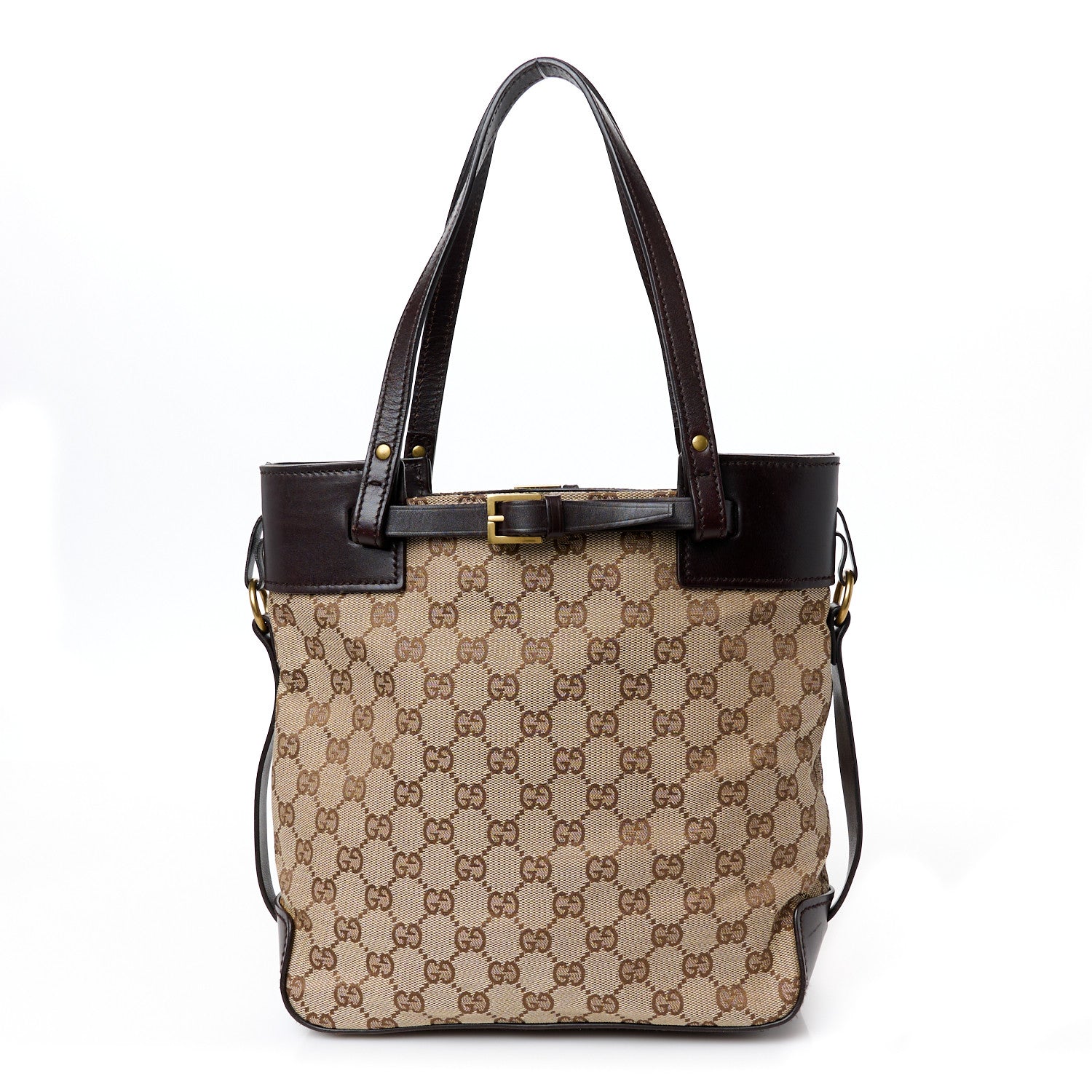 Gucci Monogram Small Bucket Tote Dark Brown 1 of 10
