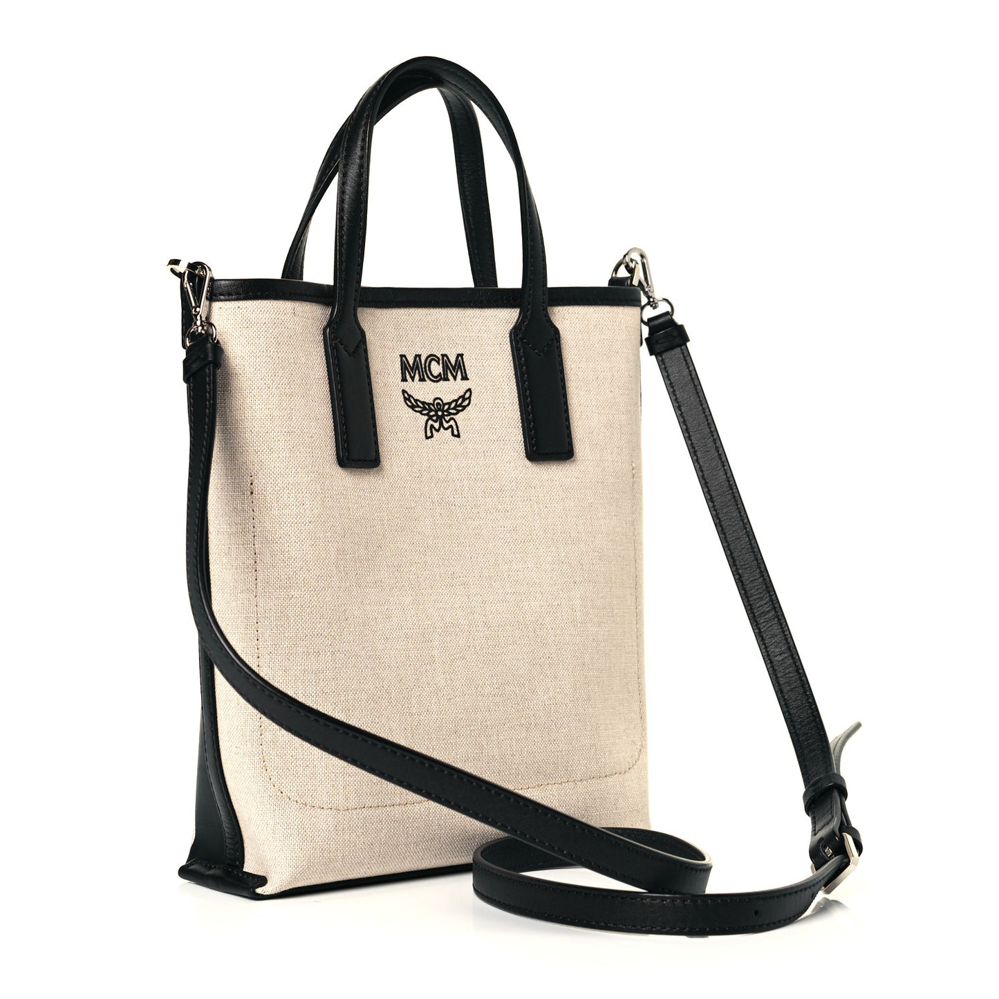 Canvas Glitch Logo Shopper Tote Black White