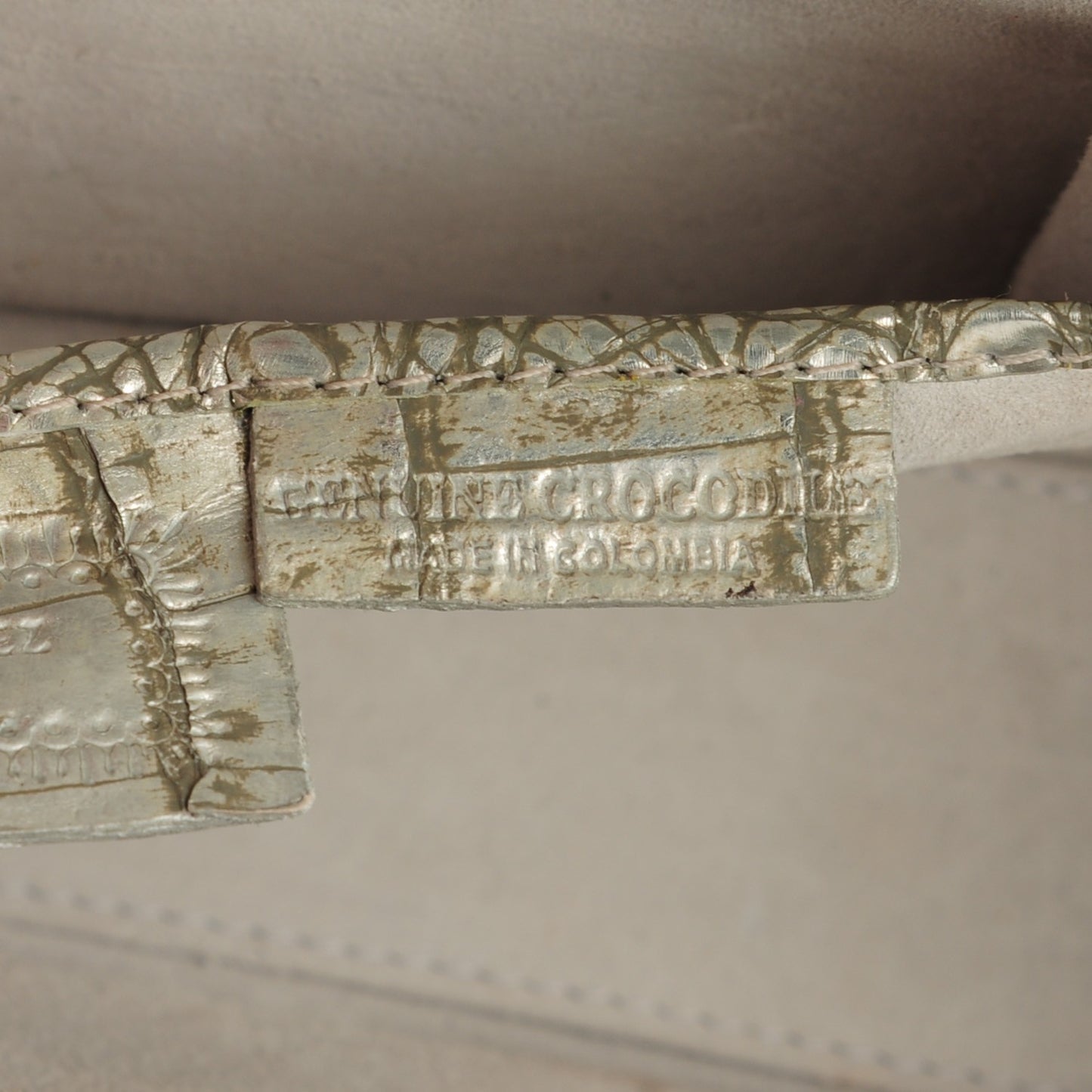 Metallic Crocodile Foldover Clutch Silver