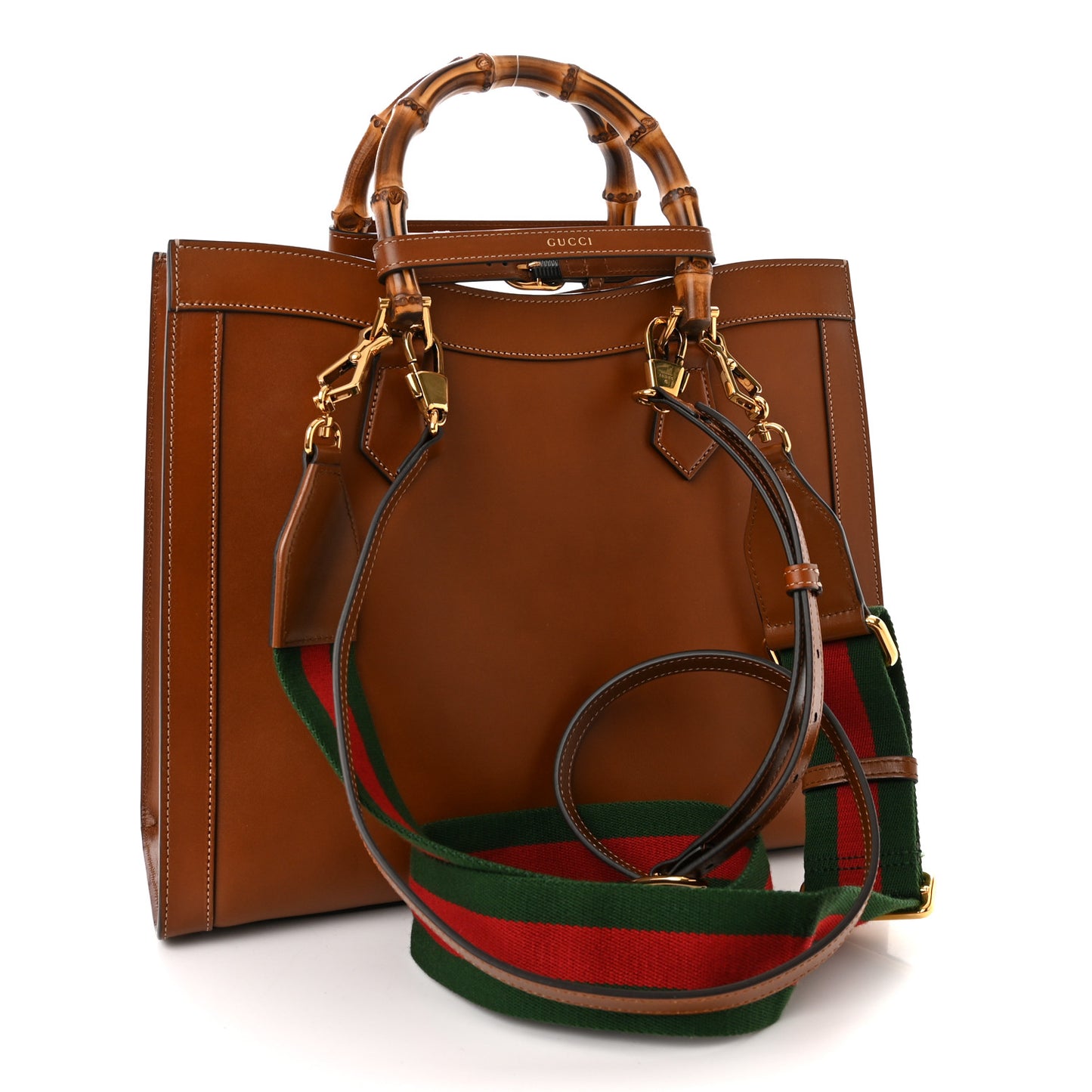 Charisma Calfskin Gucci Embossed Medium Diana Tote Bag Peanut Brown