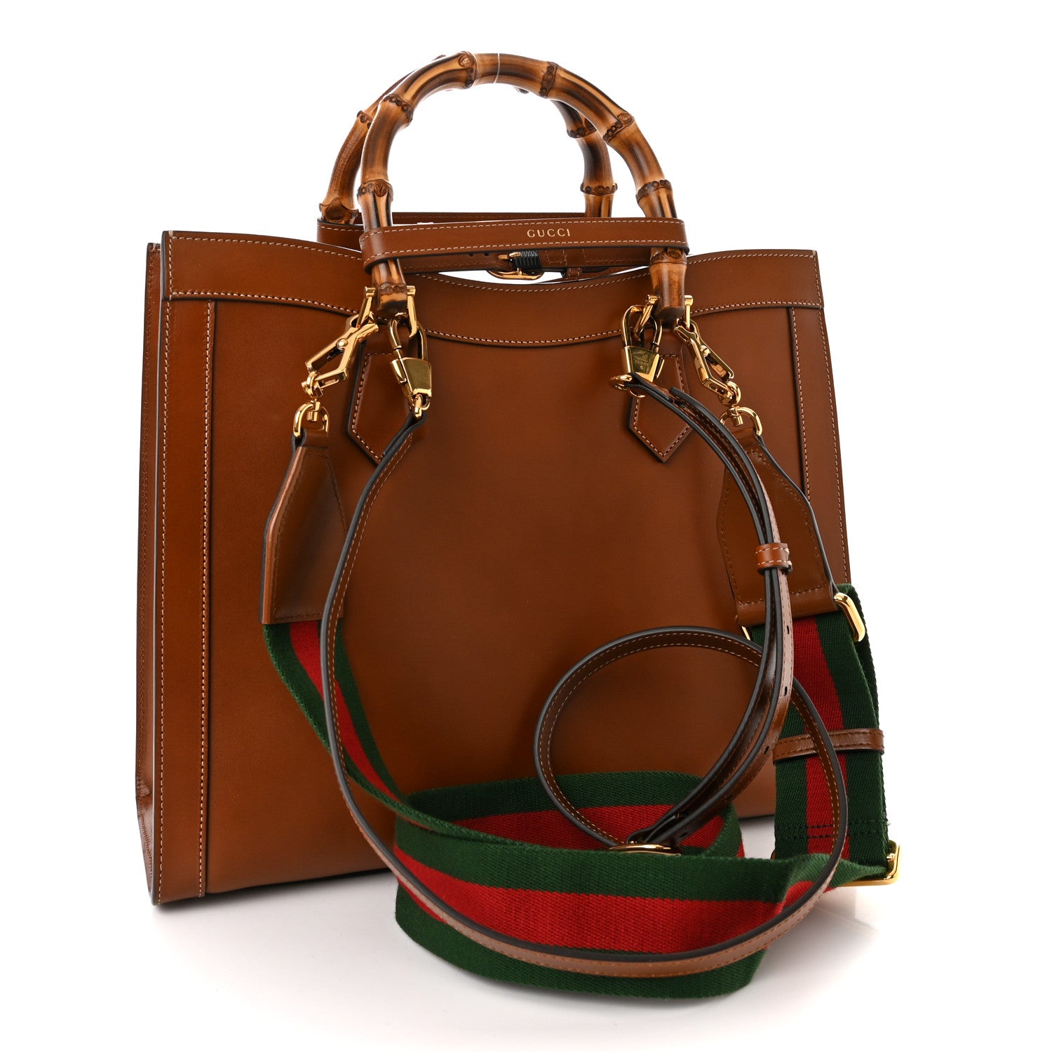 Gucci Charisma Calfskin Gucci Embossed Medium Diana Tote Bag Peanut Brown 3 of 12