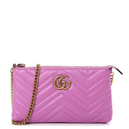 Gucci Calfskin Matelasse Mini GG Marmont Chain Bag Candy Mousse 1 of 9
