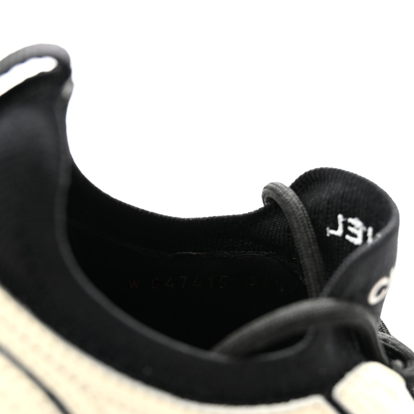 Calfskin Mixed Fibers CC Sneakers 39.5 Ivory Black