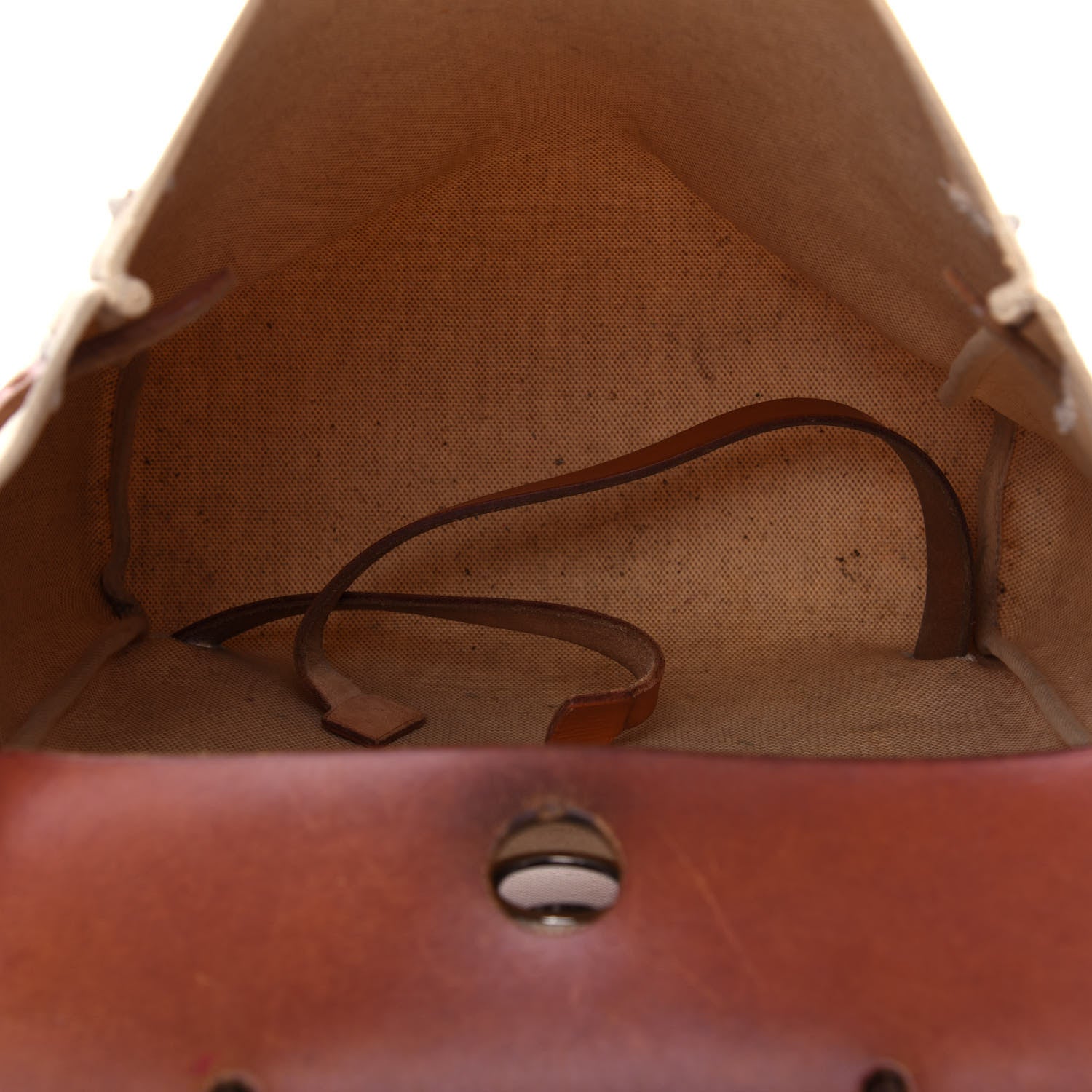 Hermes Toile Vache Calfskin Herbag 30 PM Backpack Natural 5 of 11