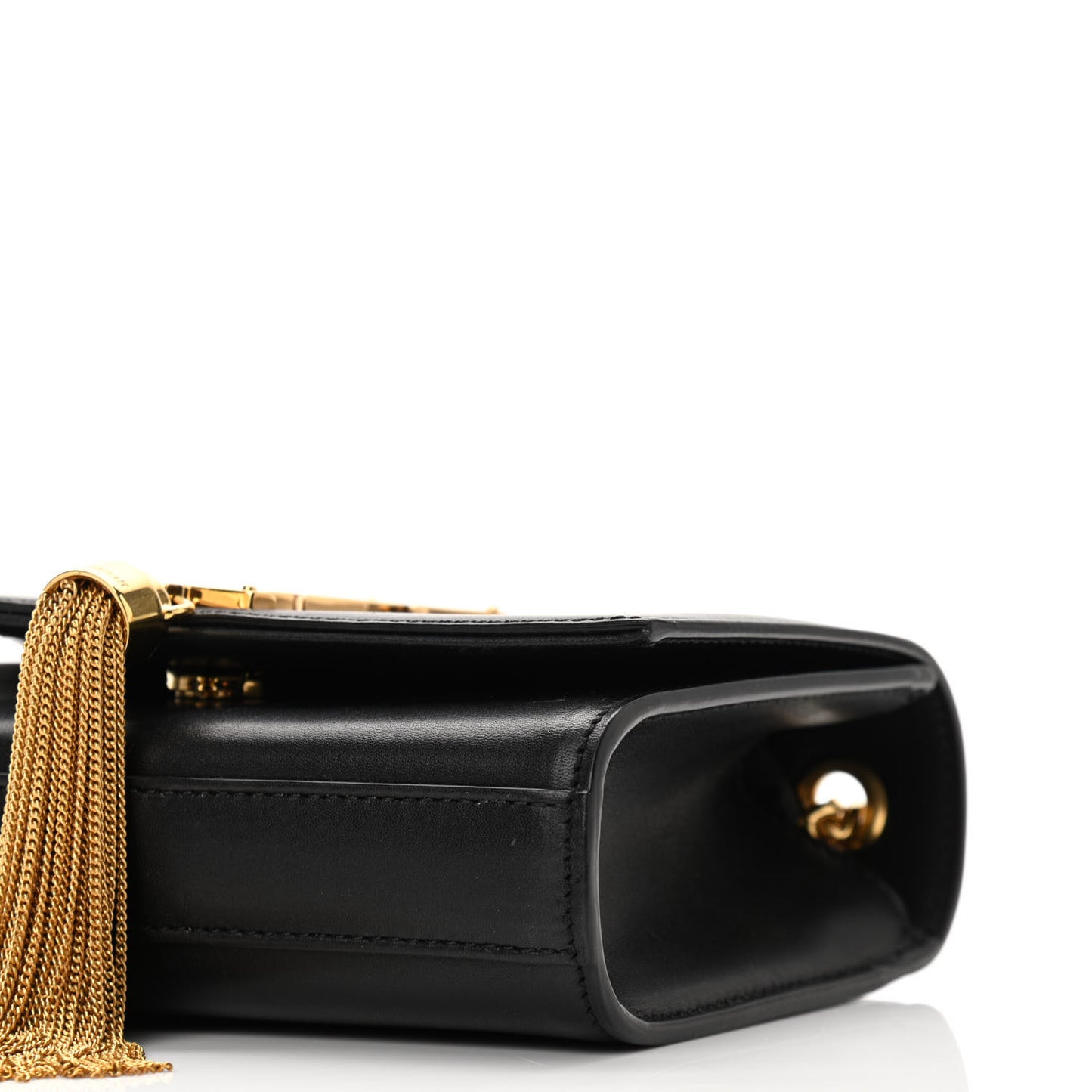 Calfskin Small Classic Monogram Kate Tassel Satchel Black