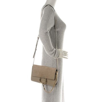 Chloe Suede Calfskin Small Faye Shoulder Bag Motty Grey 2 of 9
