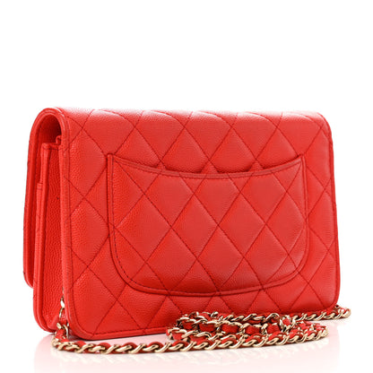 Chanel Caviar Quilted Wallet On Chain WOC Red 3 of 15