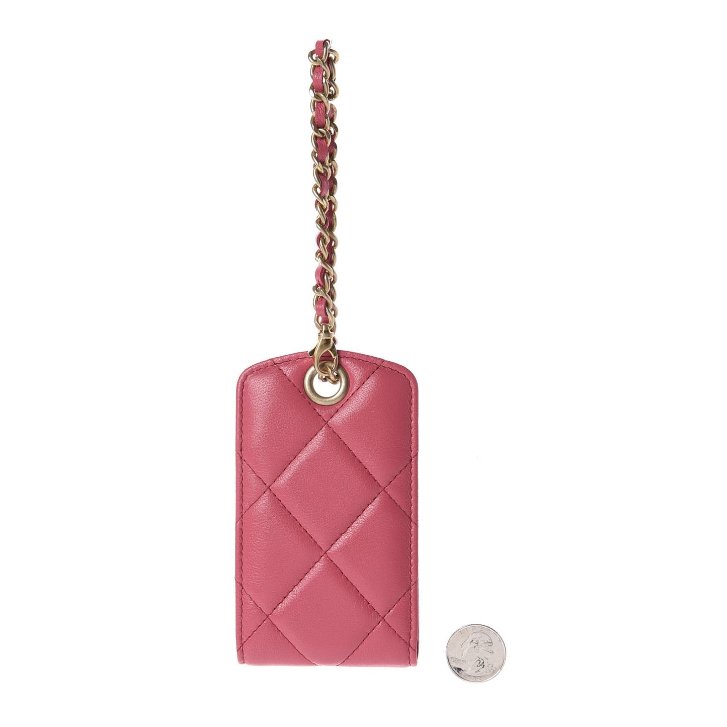 Lambskin Quilted Chanel 19 Luggage Tag Pink