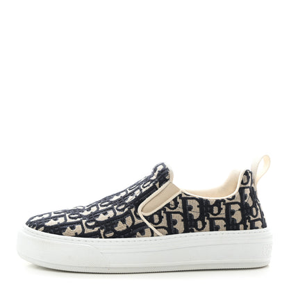 Christian Dior Canvas Oblique Embroidered Womens Solar Slip On Sneakers 38 Deep Blue 1 of 9