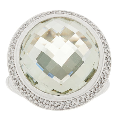 David Yurman Sterling Silver Diamond Prasiolite 18mm Cerise Ring 56 7.5 1 of 4