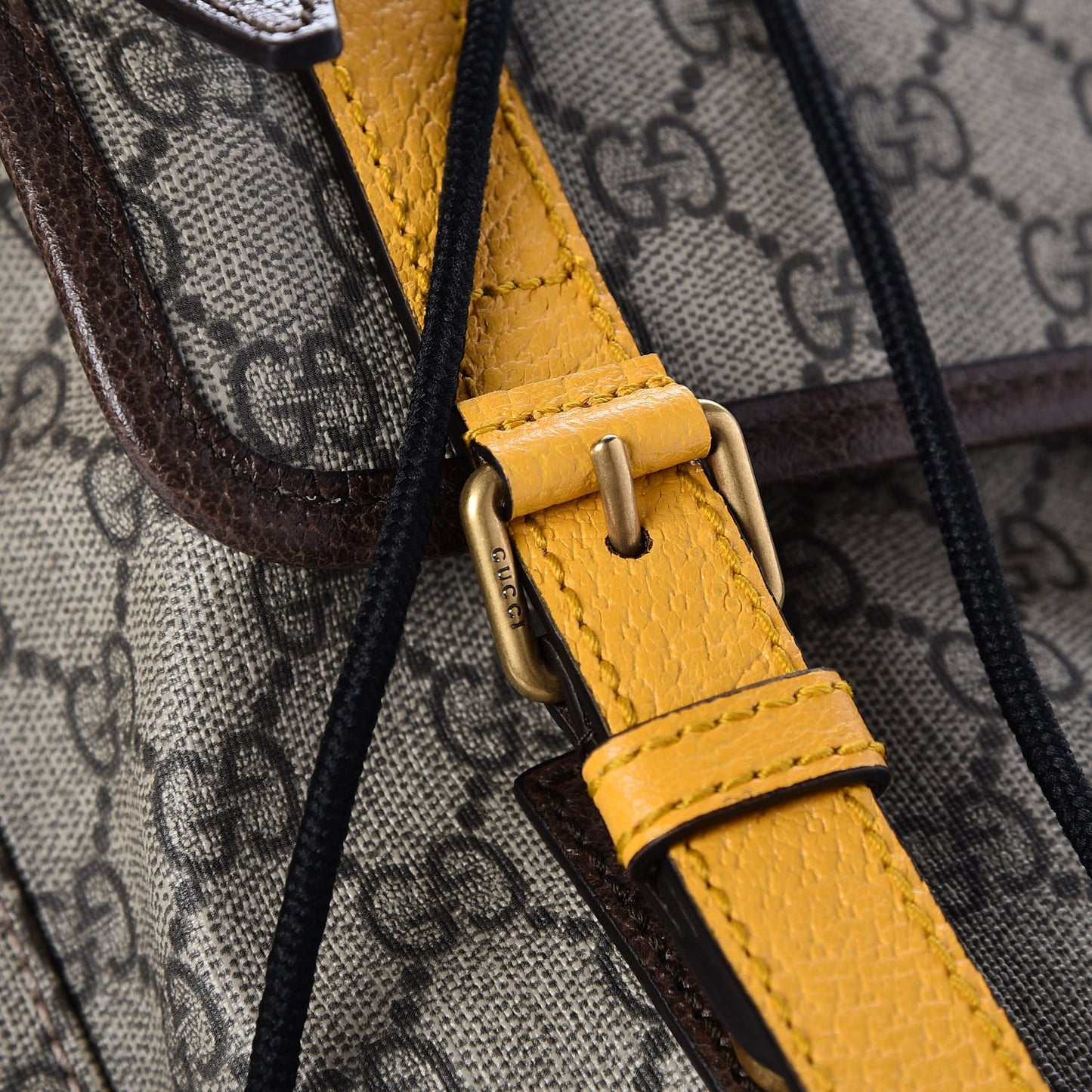 Soft GG Supreme Monogram Neo Vintage Double Buckle Backpack Beige New Acero Crop