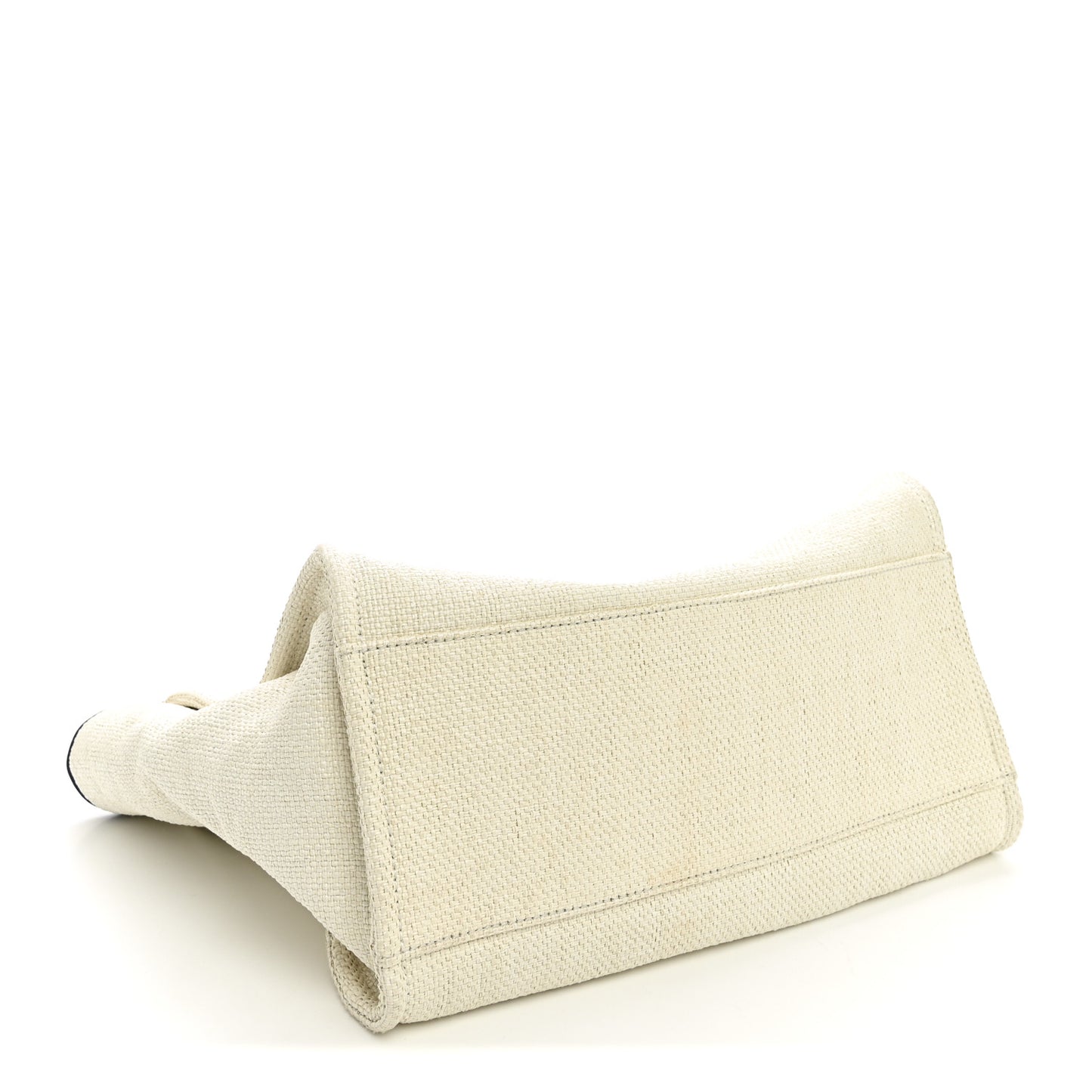 Woven Straw Raffia Medium Deauville Tote White Navy