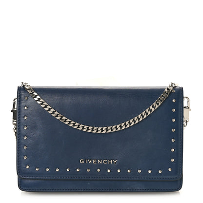 Givenchy Calfskin Studded Pandora Chain Wallet Navy 1 of 10