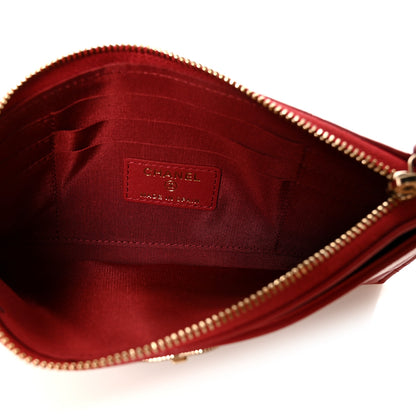 Chanel Sheepskin Quilted Mademoiselle Vintage Zip Pouch Red 5 of 9
