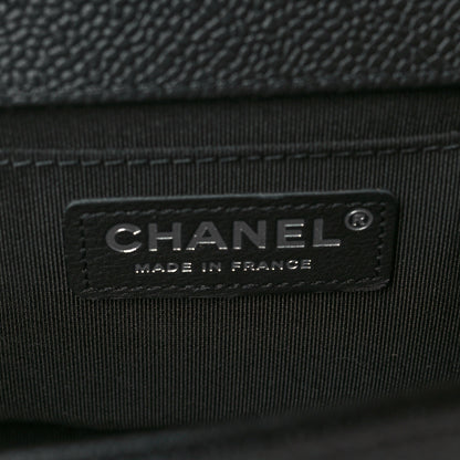 Chanel Caviar Chevron Quilted Medium Boy Flap Black 6 of 9