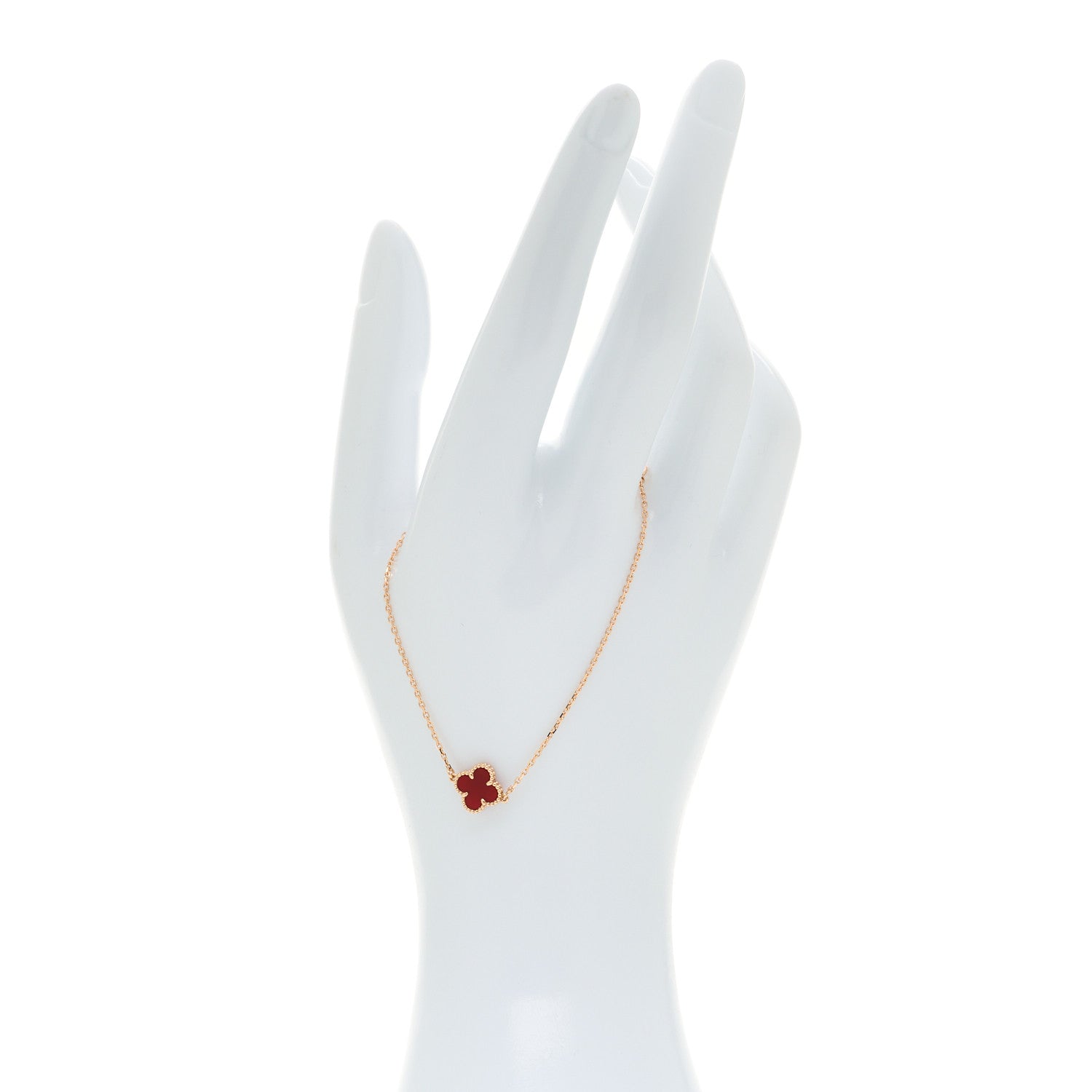 Van Cleef & Arpels 18K Rose Gold Carnelian Sweet Alhambra Bracelet 2 of 5
