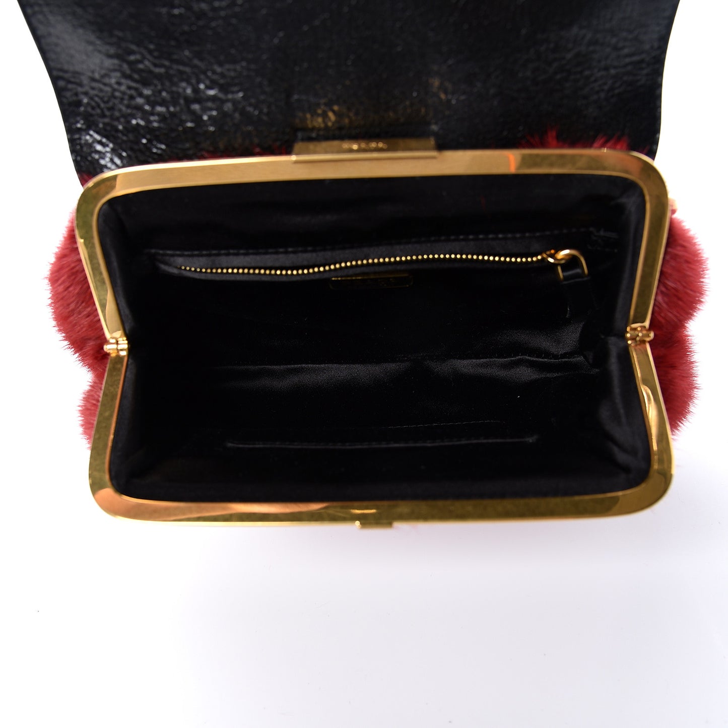 Mink Fur Sequin Evening Clutch Rosso