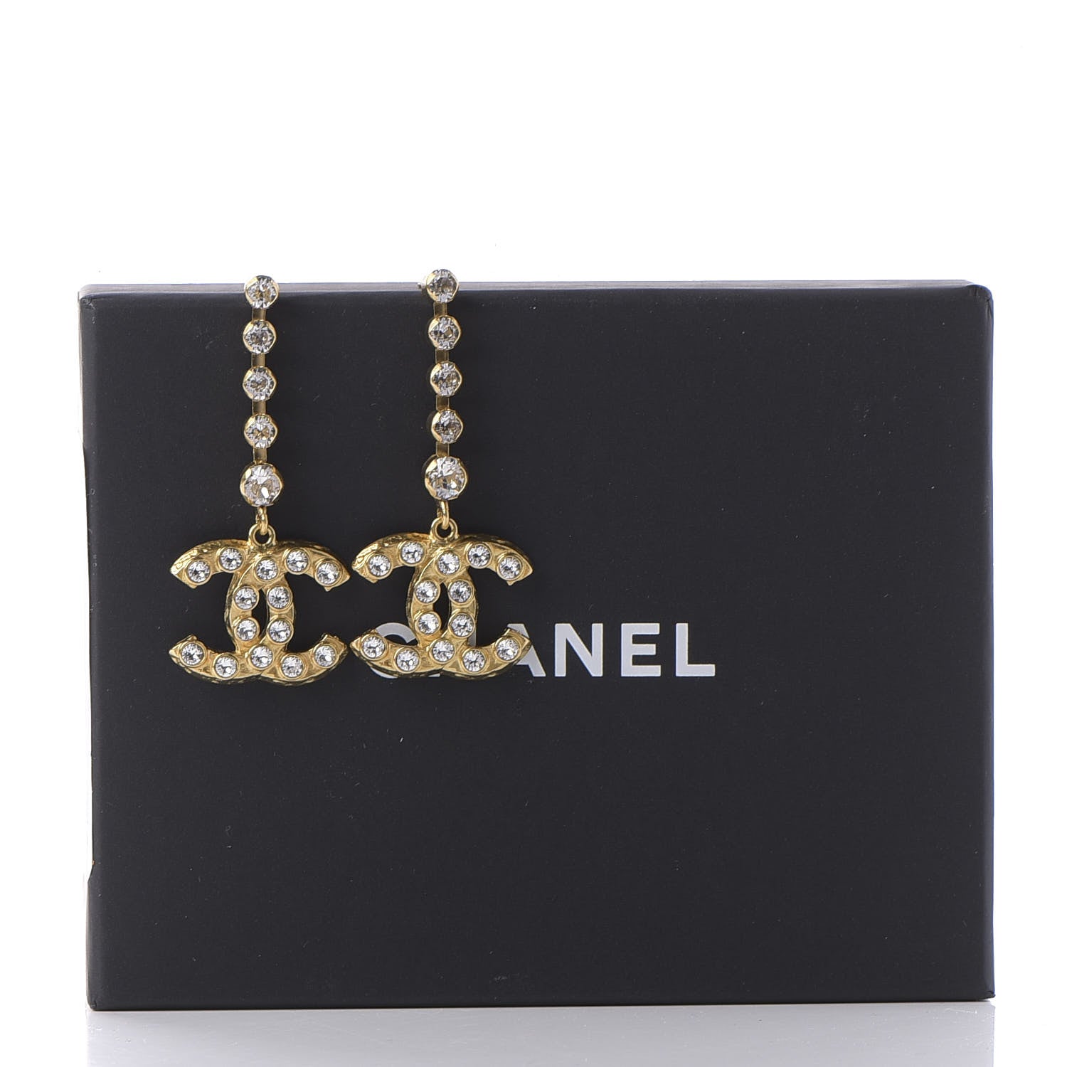 Chanel CC Crystal Drop Earrings Gold 5 of 5