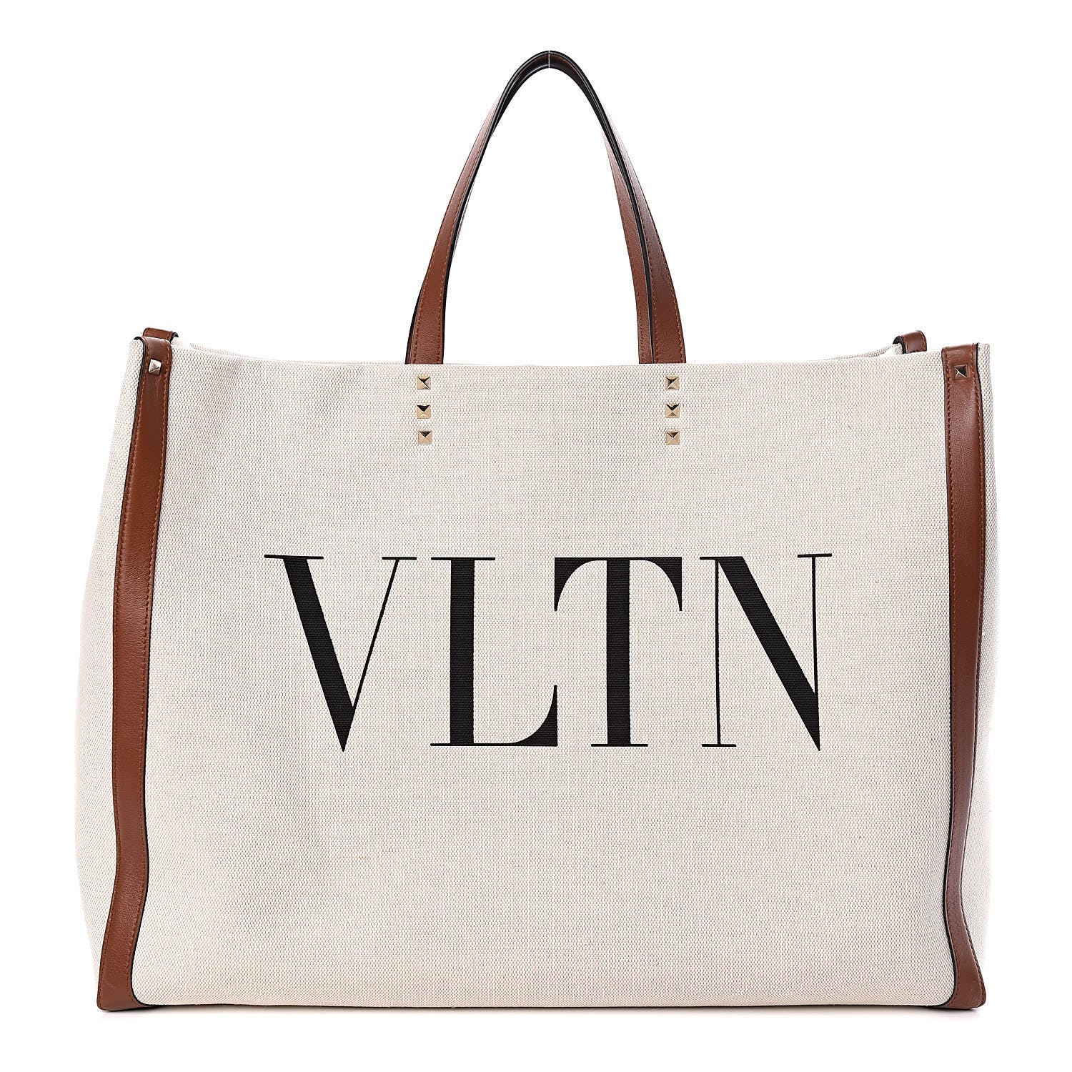 Valentino Garavani Canvas VLTN Print Large Tote Natural 1 of 9