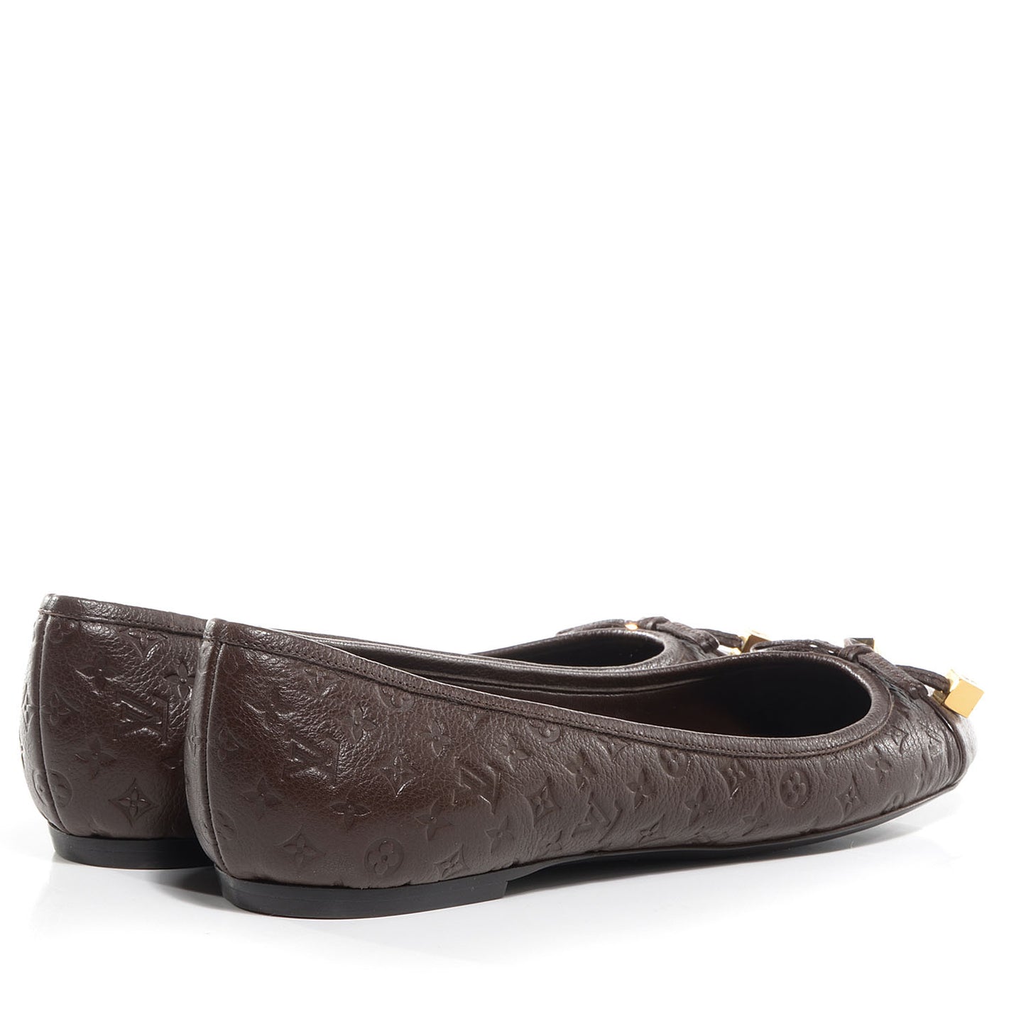 Calfskin Embossed Monogram Debbie Ballerina Flats 38.5 Brown