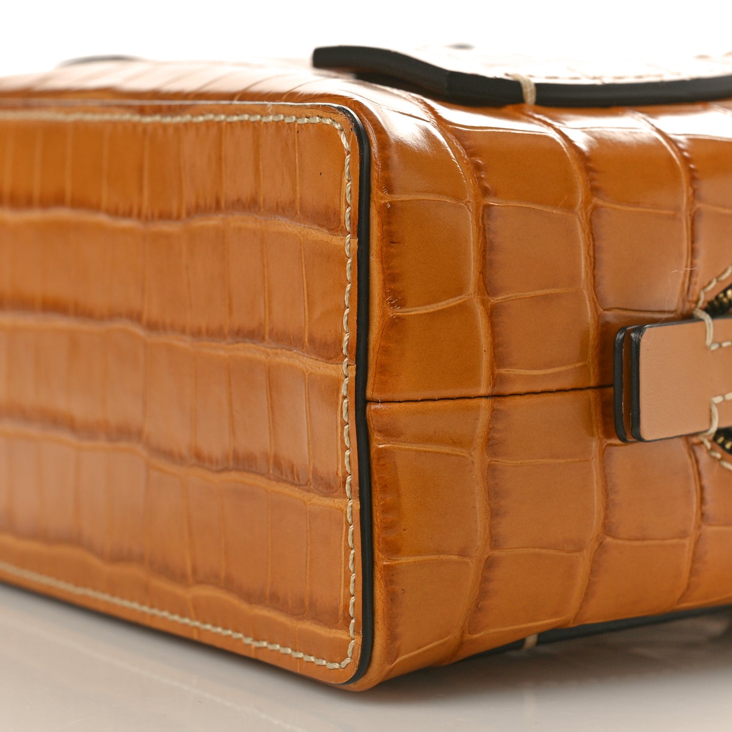 Calfskin Crocodile Embossed Small Daria Autumnal Brown