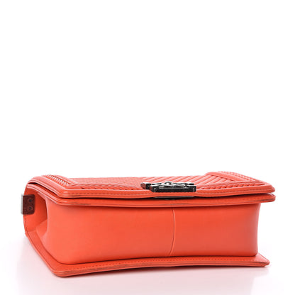 Chanel Calfskin Chevron Quilted Medium Braided Boy Flap Orange 4 of 11