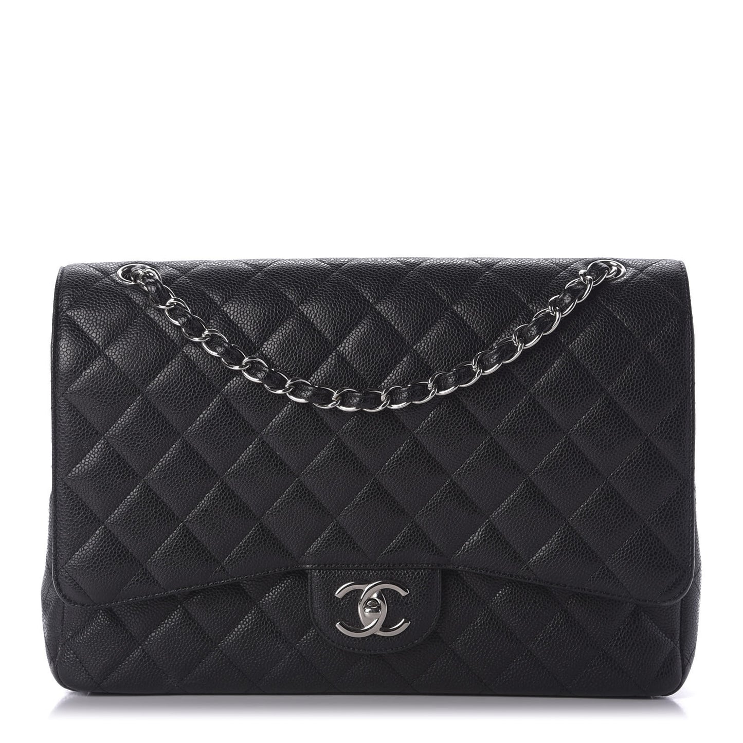 Caviar Quilted Maxi Double Flap Black