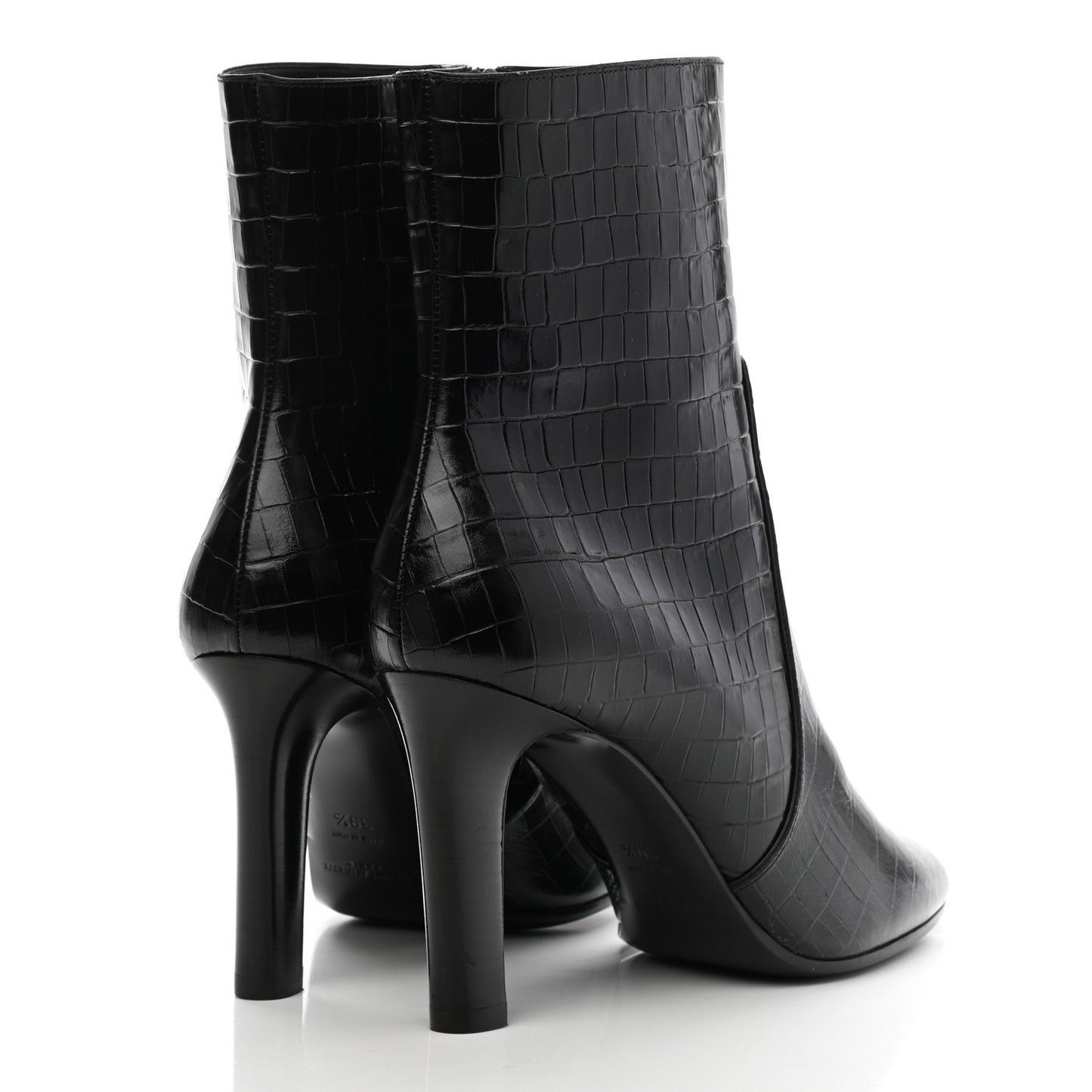 Shiny Crocodile Embossed Jane 90 Zip Booties 39.5 Black