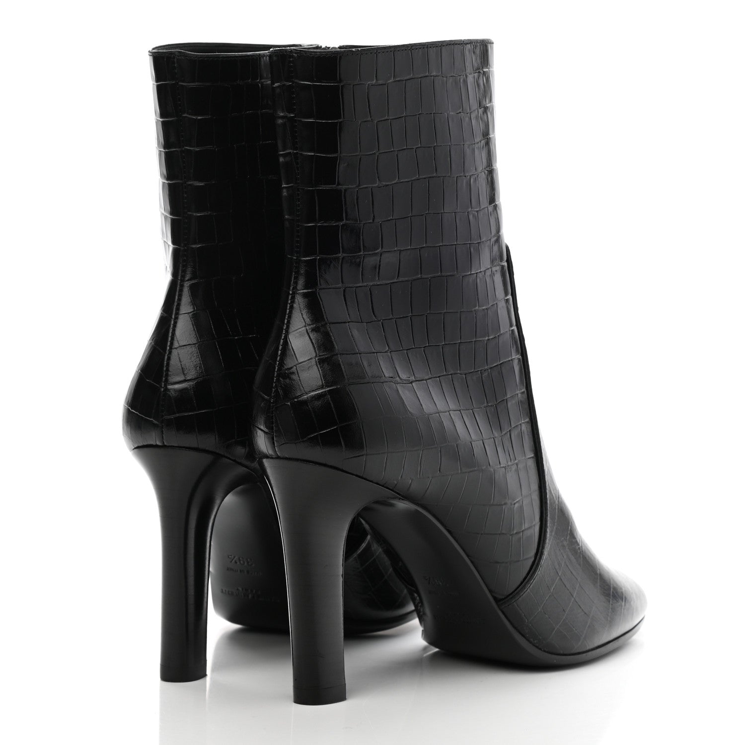 Saint Laurent Shiny Crocodile Embossed Jane 90 Zip Booties 39.5 Black 4 of 9