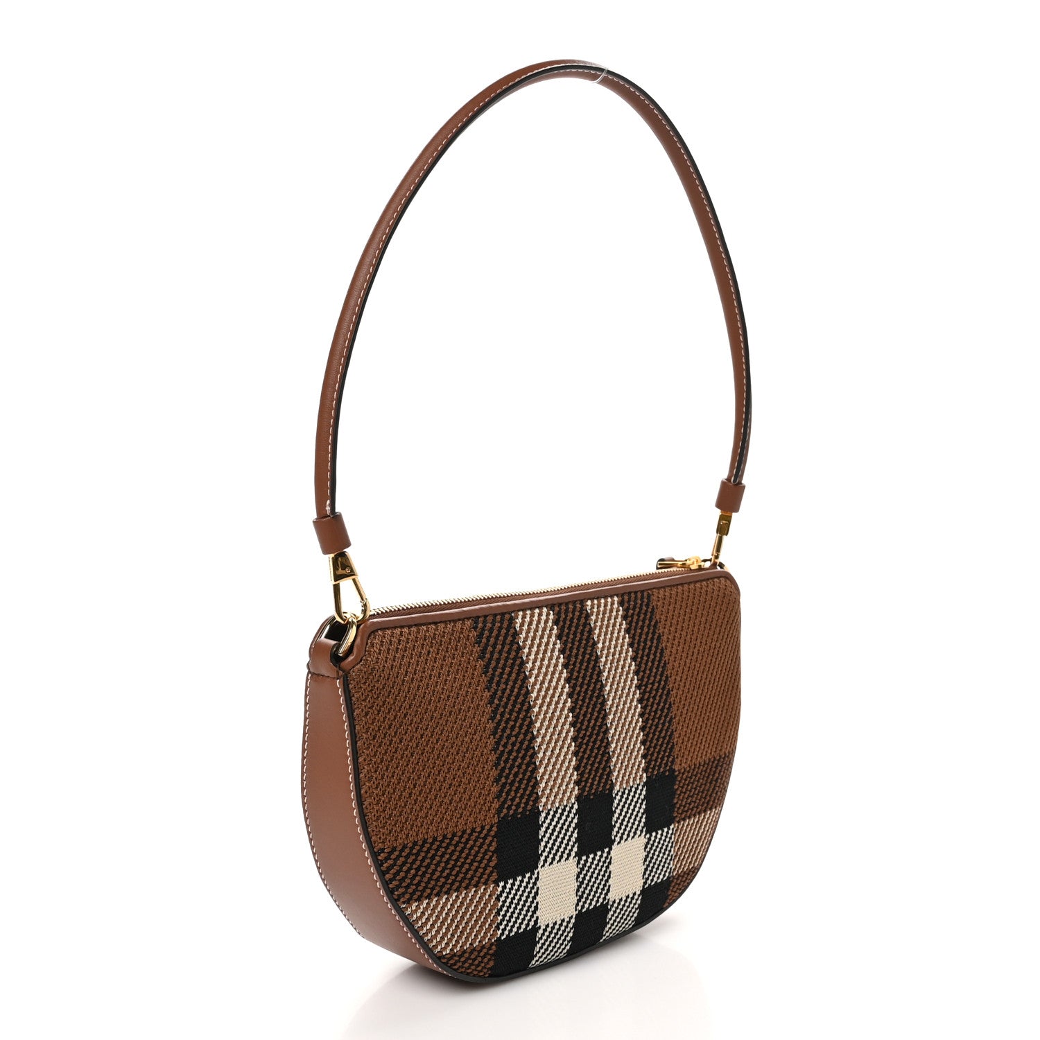 Burberry Canvas Calfskin Check Knitted Small Olympia Birch Brown 3 of 9