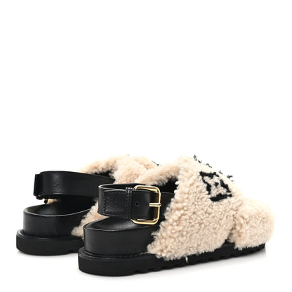 Louis Vuitton Shearling Paseo Sandals 37 Black 5 of 8