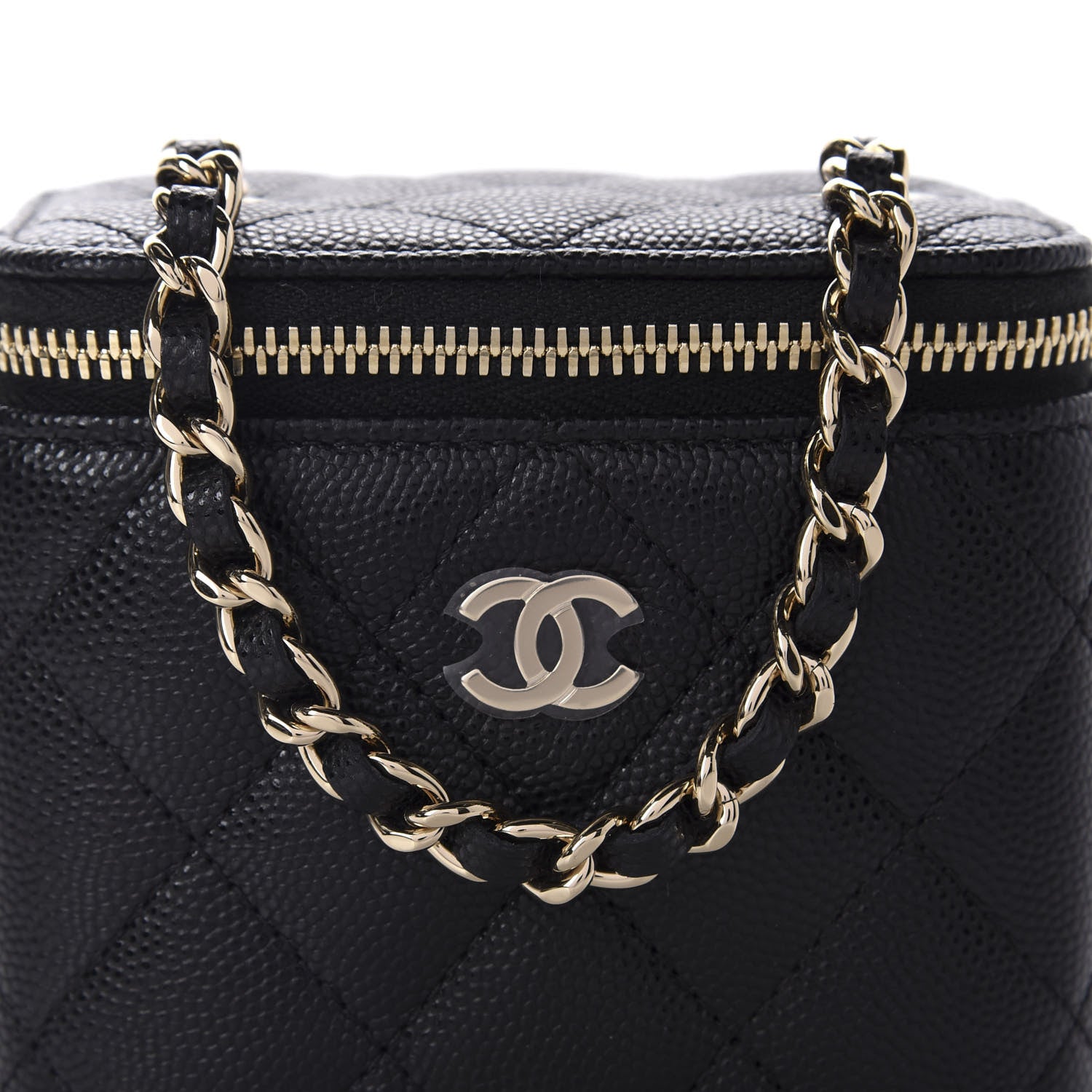 Chanel Caviar Quilted Mini Vanity Case With Chain Black 10 of 11
