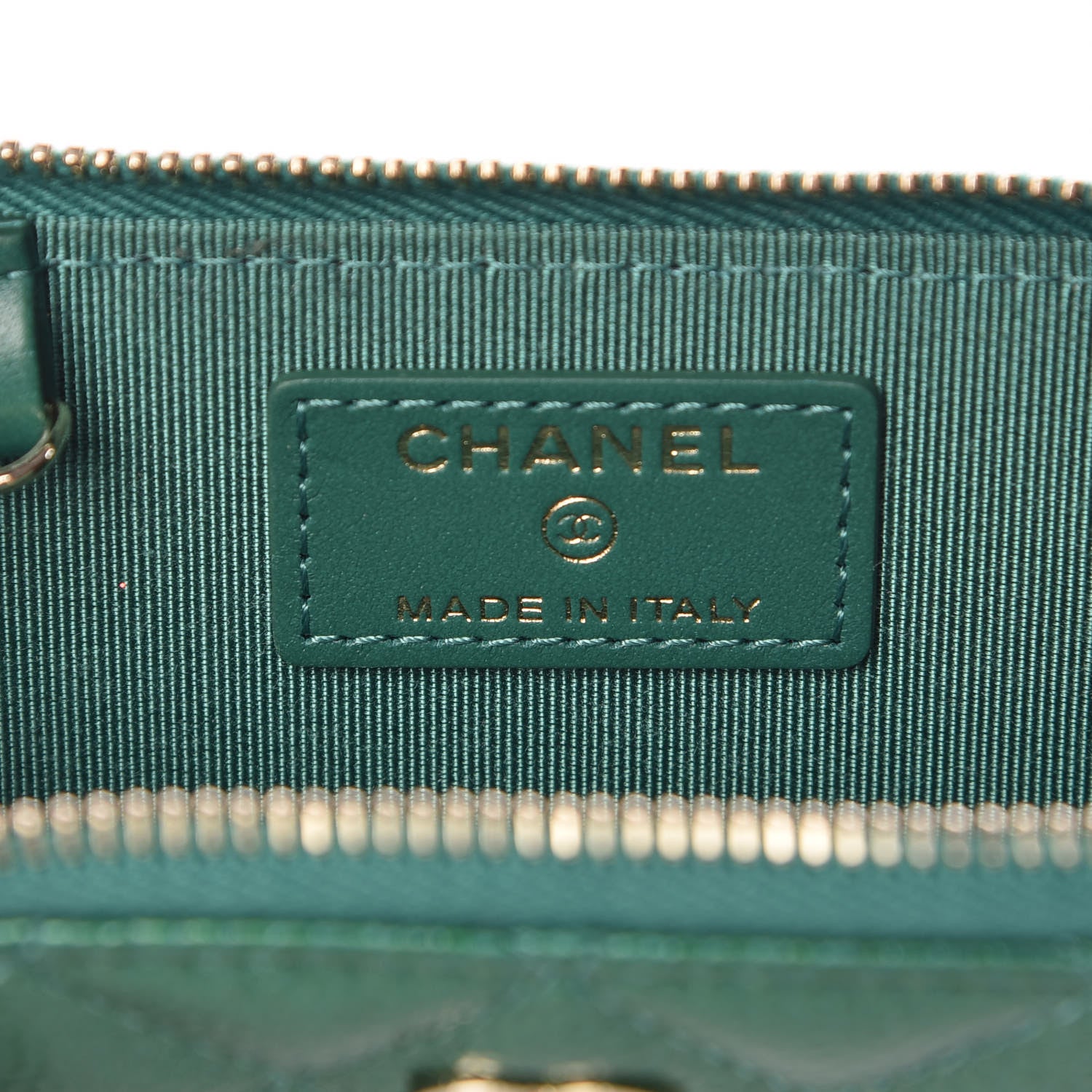 Chanel Metallic Caviar Quilted Key Holder Case Green 6 of 7