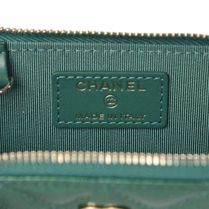 Chanel Metallic Caviar Quilted Key Holder Case Green 6 of 7