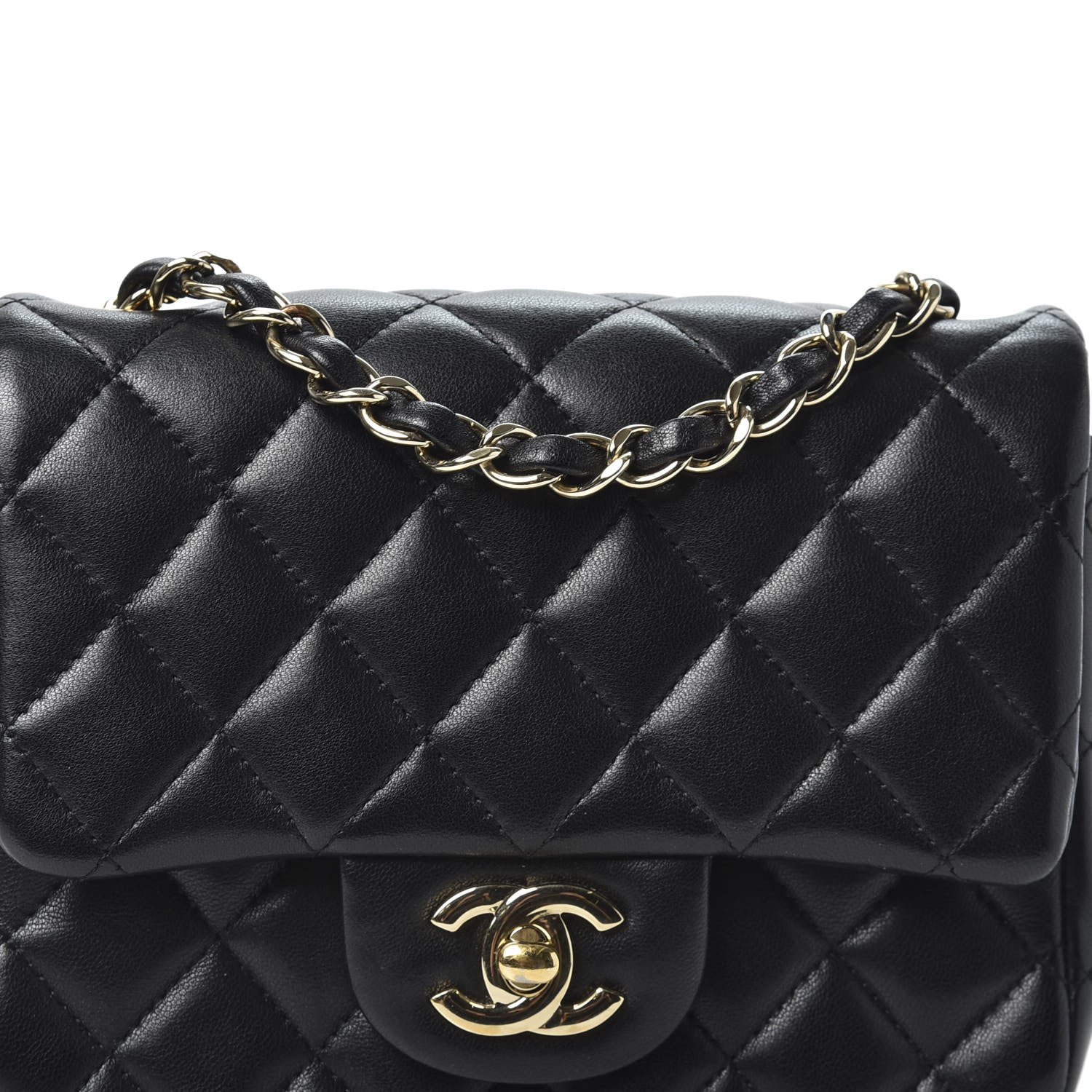 Chanel Lambskin Quilted Mini Square Flap Black 9 of 9
