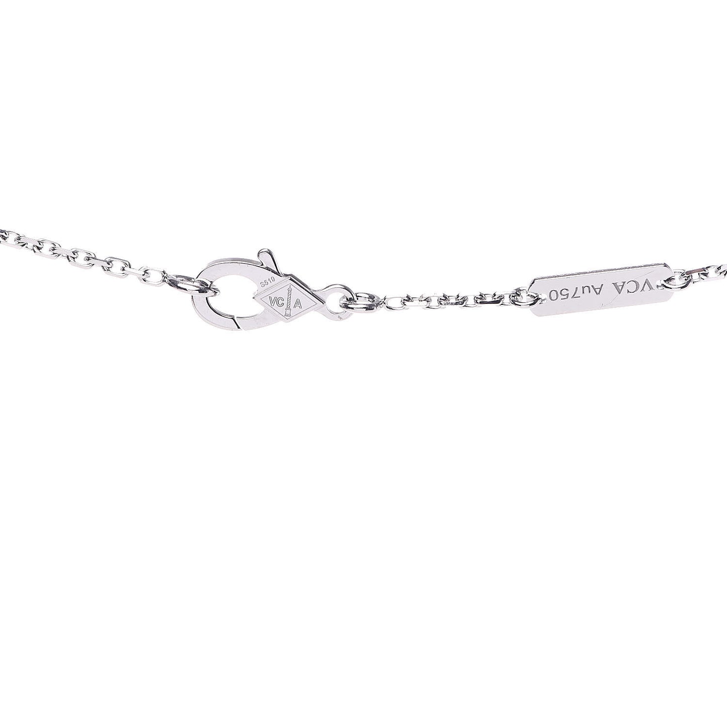 18K White Gold Mother of Pearl Vintage Alhambra Pendant Necklace