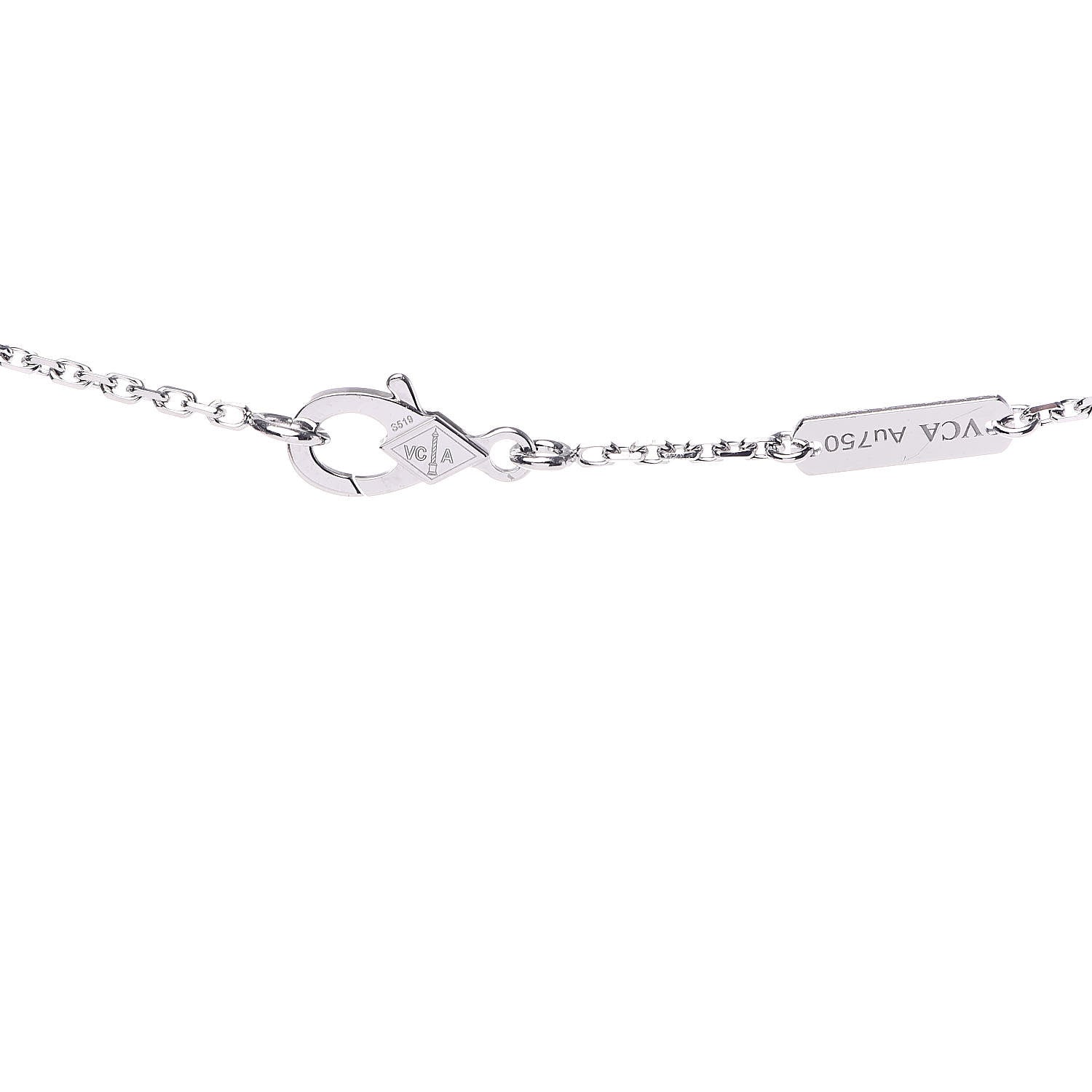 Van Cleef & Arpels 18K White Gold Mother of Pearl Vintage Alhambra Pendant Necklace 5 of 6