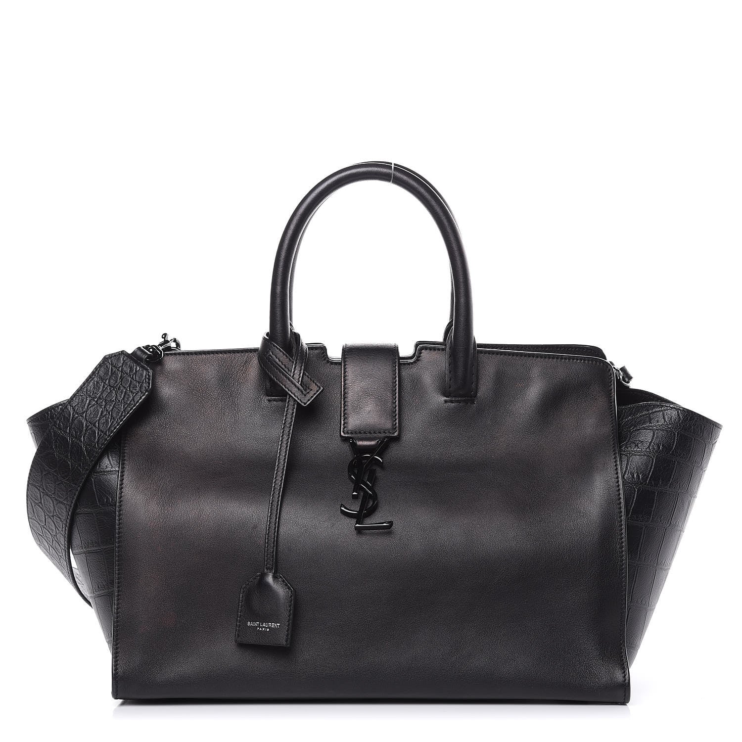 Saint Laurent Smooth Calfskin Crocodile Embossed Small